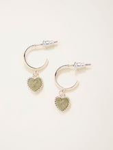Silver Tone Heart Stone Drop Earrings