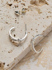 Silver Tone Star Huggie Earrings