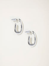 Silver Tone Twist Oval Hoop Earrings