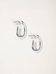 Silver Tone Twist Oval Hoop Earrings