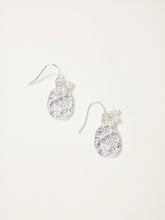 Silver Tone Hammered Pearl Drop Earrings
