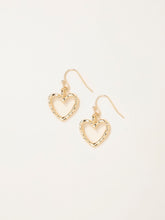 Gold Tone Hammered Heart Drop Earrings