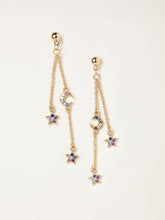 Gold Tone Star and Moon Chain Earrings
