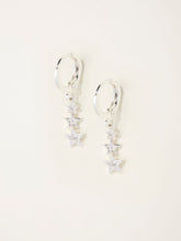 Silver Tone Trio Star Drop Earrings