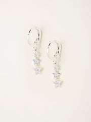 Silver Tone Trio Star Drop Earrings