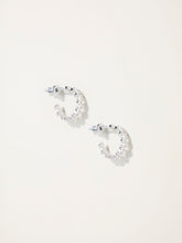 Silver Tone Leaf Huggie Earrings
