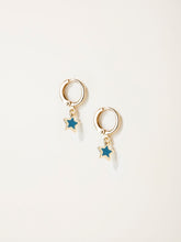 Teal Blue Enamel Star Drop Earrings