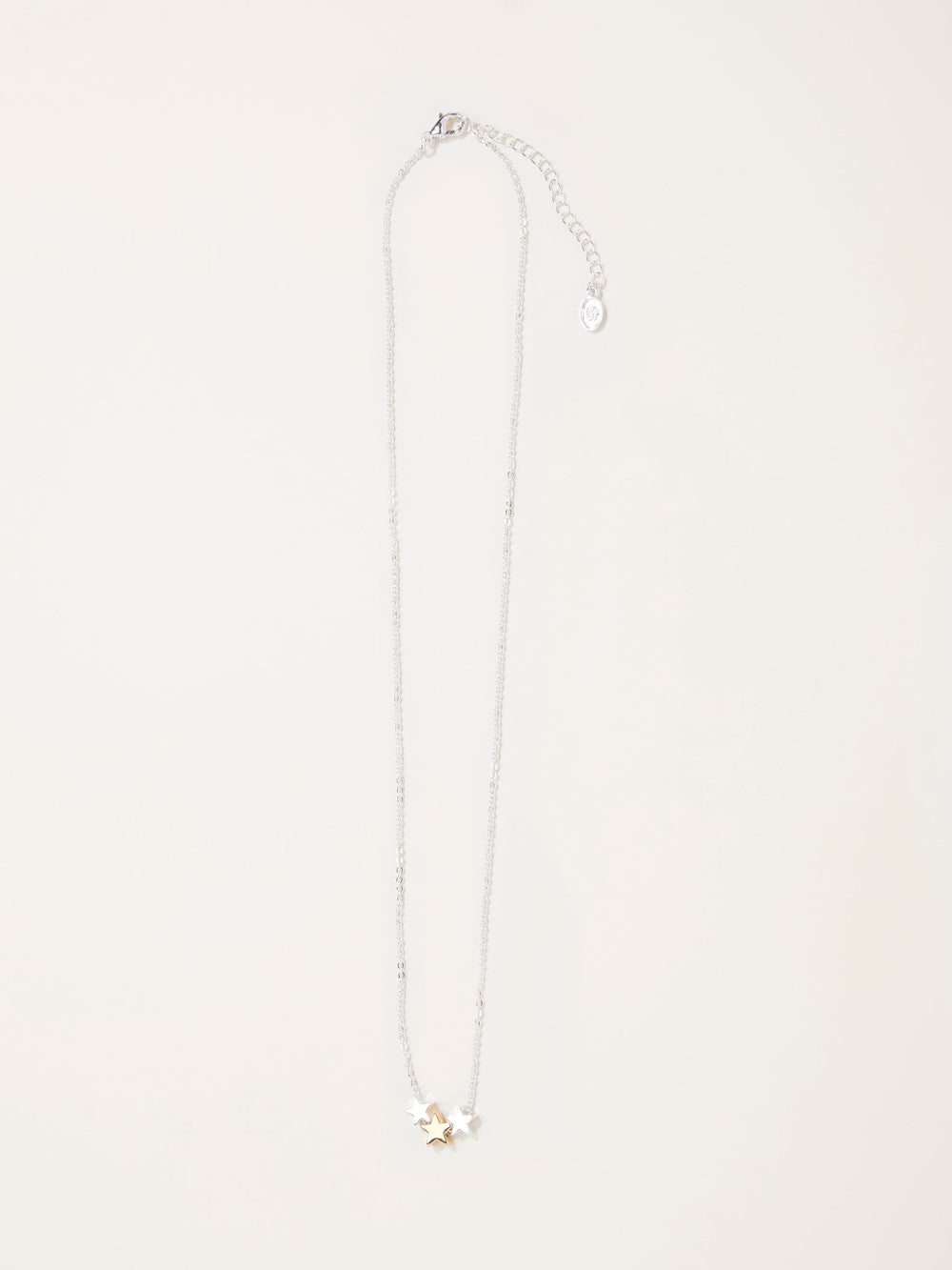 Silver Tone Trio Star Necklace