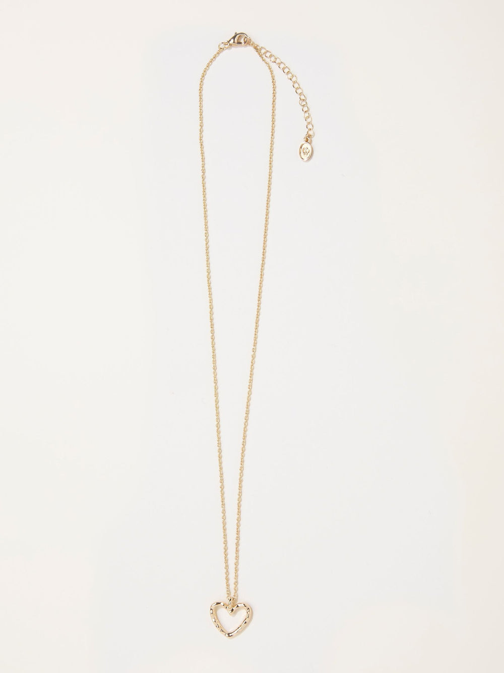 Gold Tone Hammered Heart Necklace