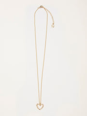Gold Tone Hammered Heart Necklace