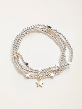 Silver Tone Trio Star Stretch Bracelet