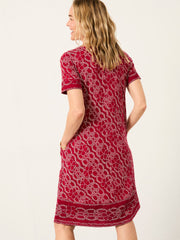 Simone Red Texture Floral Petite Jersey Dress