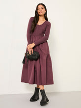 Louise Dusky Purple Petite Jersey Woven Midi Dress