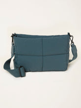 Teal Blue Quilted Nylon Crossbody Bag