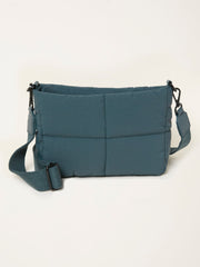Teal Blue Quilted Nylon Crossbody Bag
