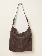 Molly Chocolate Brown Suede Shoulder Bag