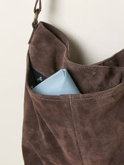 Molly Chocolate Brown Suede Shoulder Bag