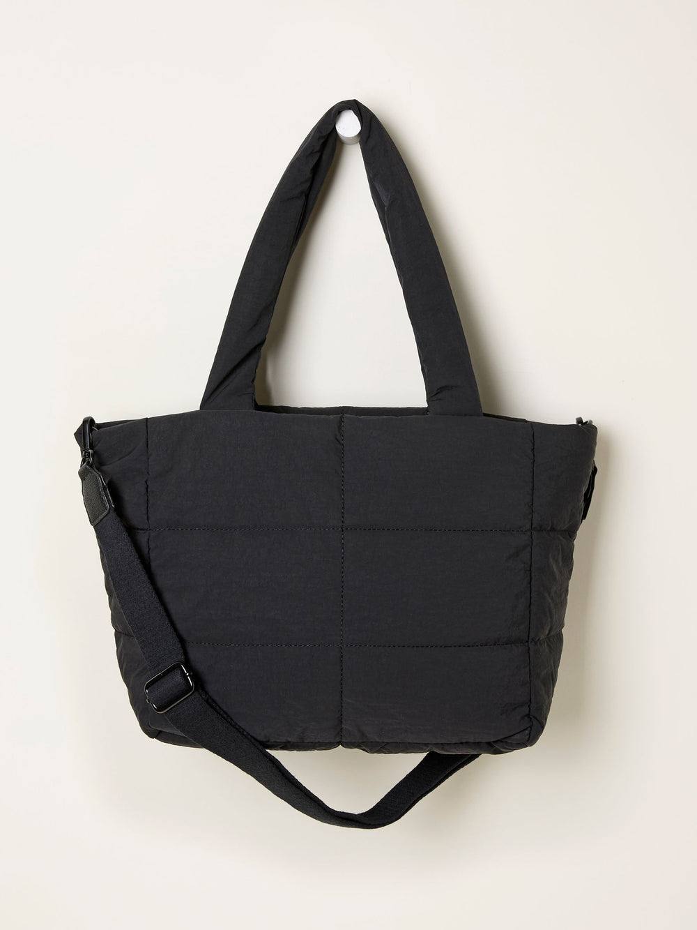 Black Quilted Nylon Tote Bag
