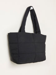 Black Quilted Nylon Tote Bag