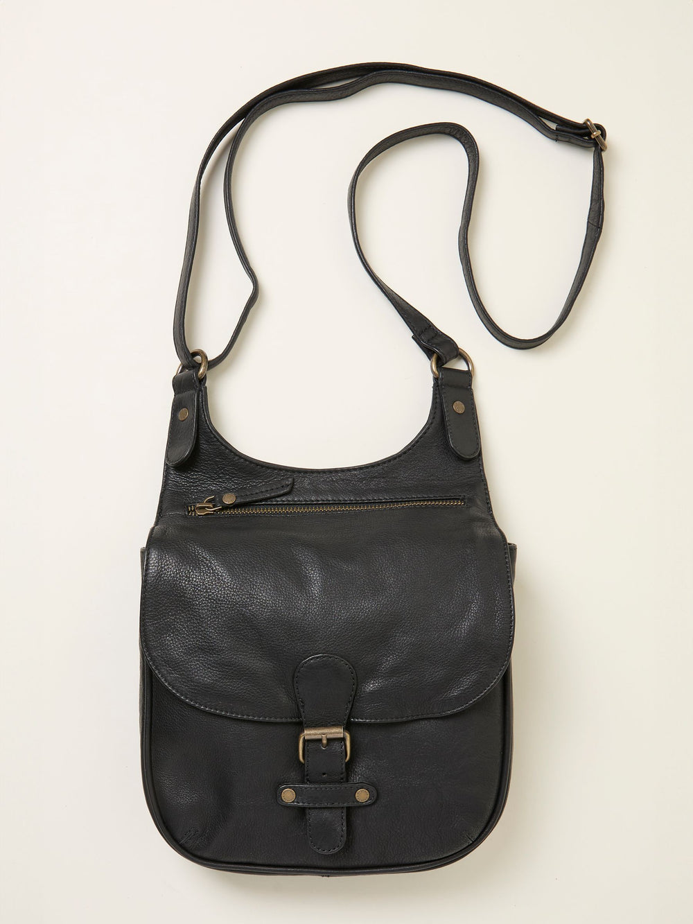 Anna Black Oiled Crossbody Bag