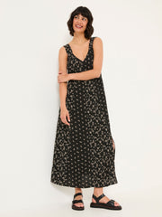 Maj Black Mono Ditsy Midi Dress