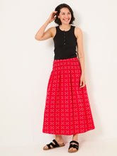 Mary Red Jacquard Midi Skirt