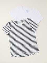 Natalie Ivory/Navy 2 Pack Plain T Shirt