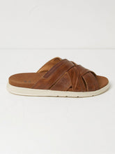 Hinton Brown Leather Sliders