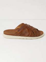 Hinton Brown Leather Sliders