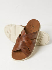 Hinton Brown Leather Sliders