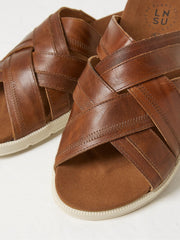 Hinton Brown Leather Sliders