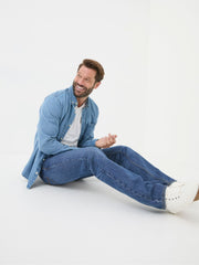 Stone Wash Blue Straight Fit Jeans