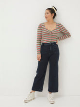 Dark Blue Wide Leg Crop Jeans