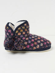 Sara Navy Knit Slippers Boots