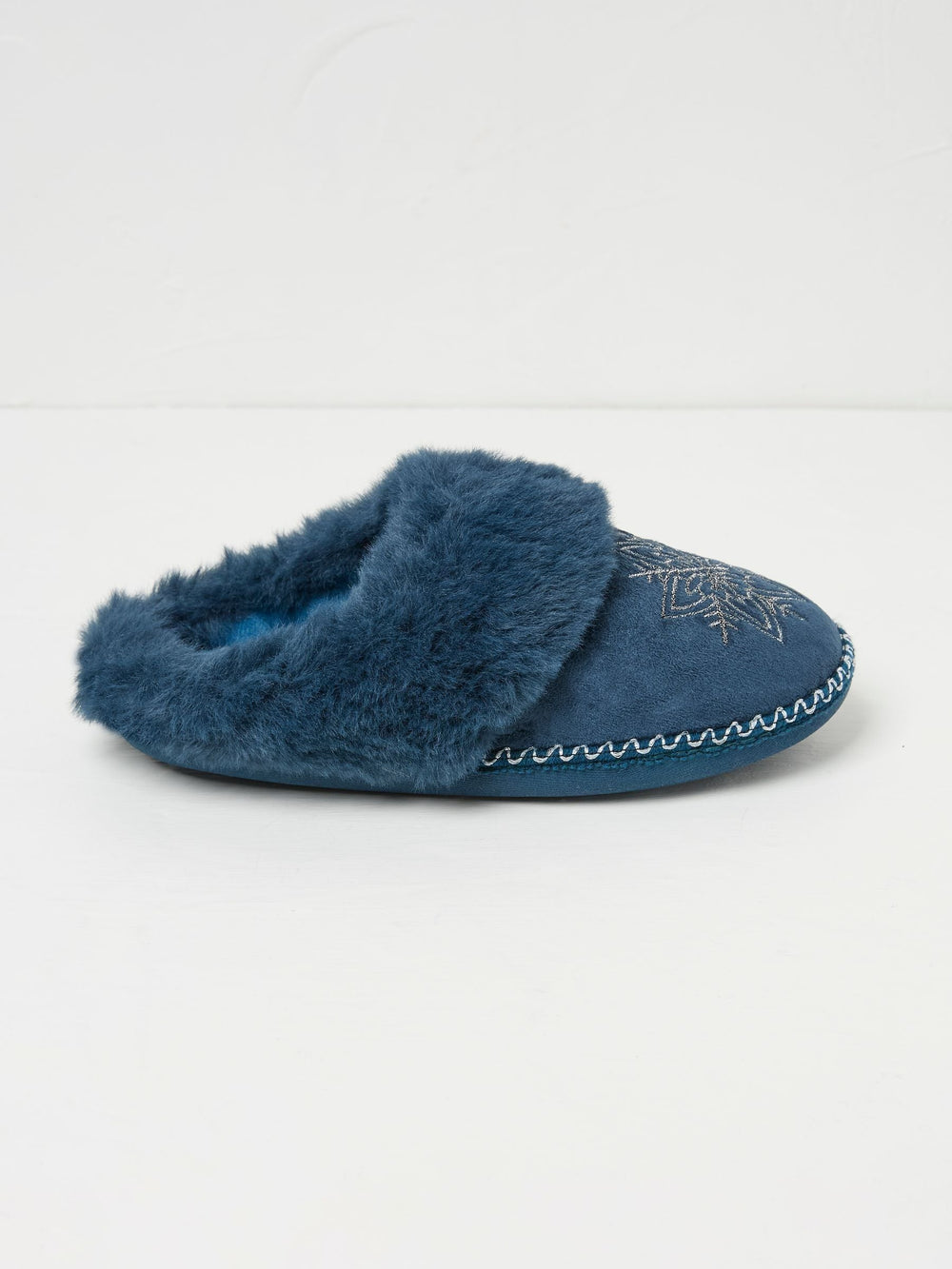 Maia Dark Teal Blue Snowflake Mules