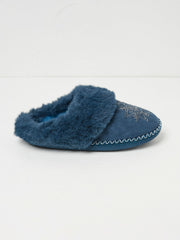 Maia Dark Teal Blue Snowflake Mules