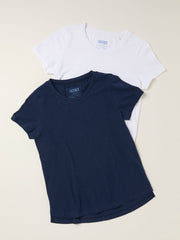 Natalie Navy/White 2 Pack Plain T Shirt