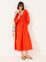Adele Orange Midi Dress