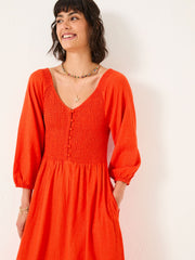 Adele Orange Midi Dress