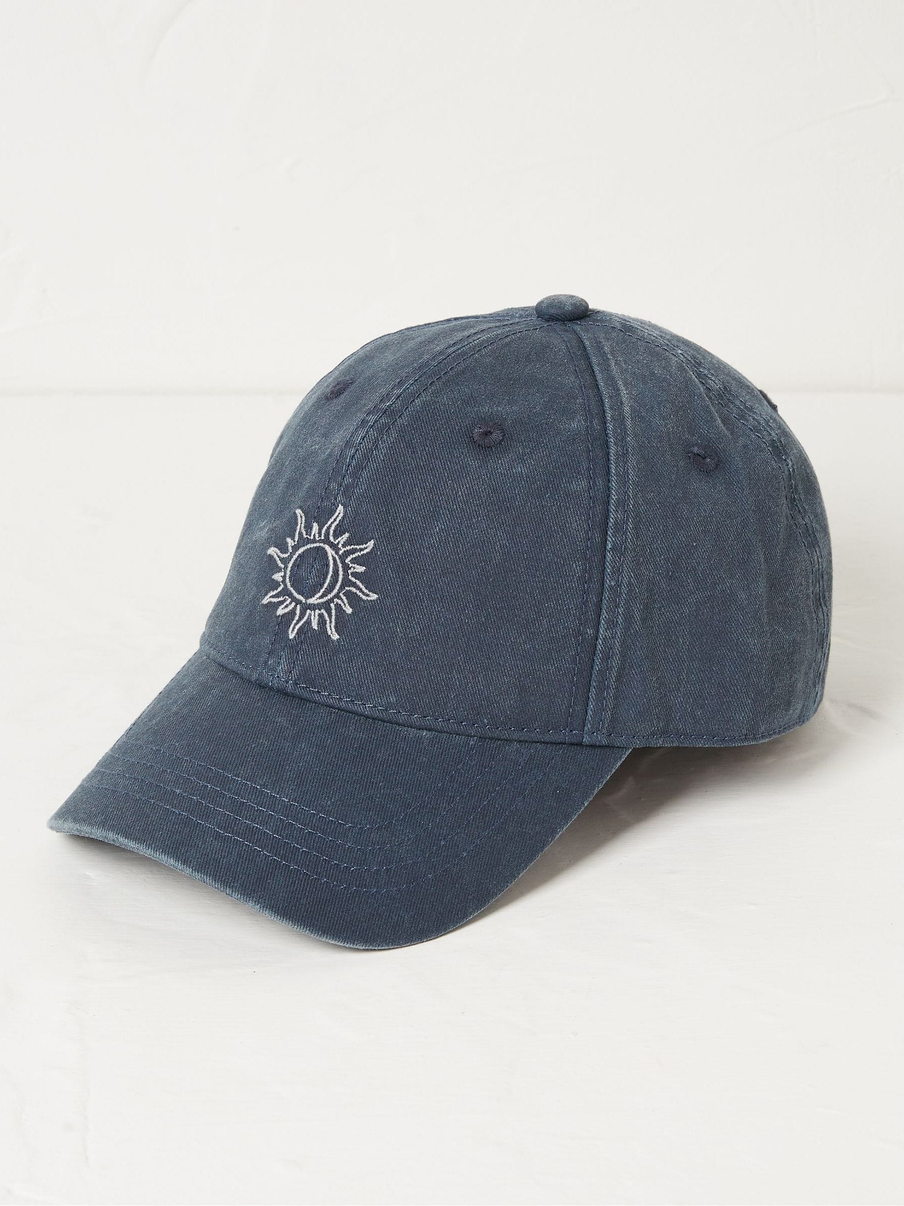 Blue Embroidered Sun Cap