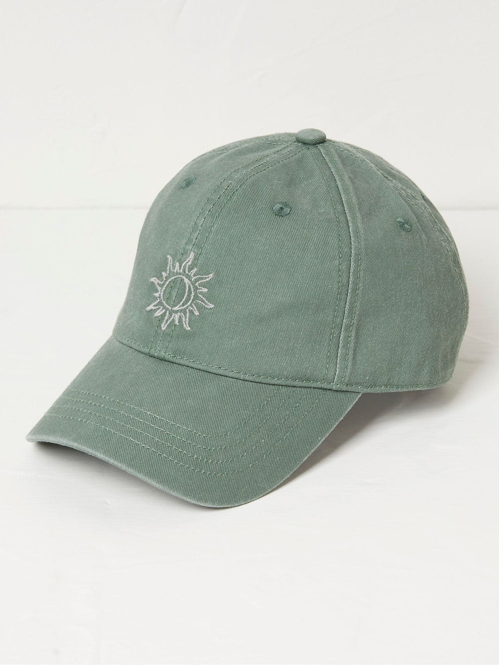 Green Embroidered Sun Cap