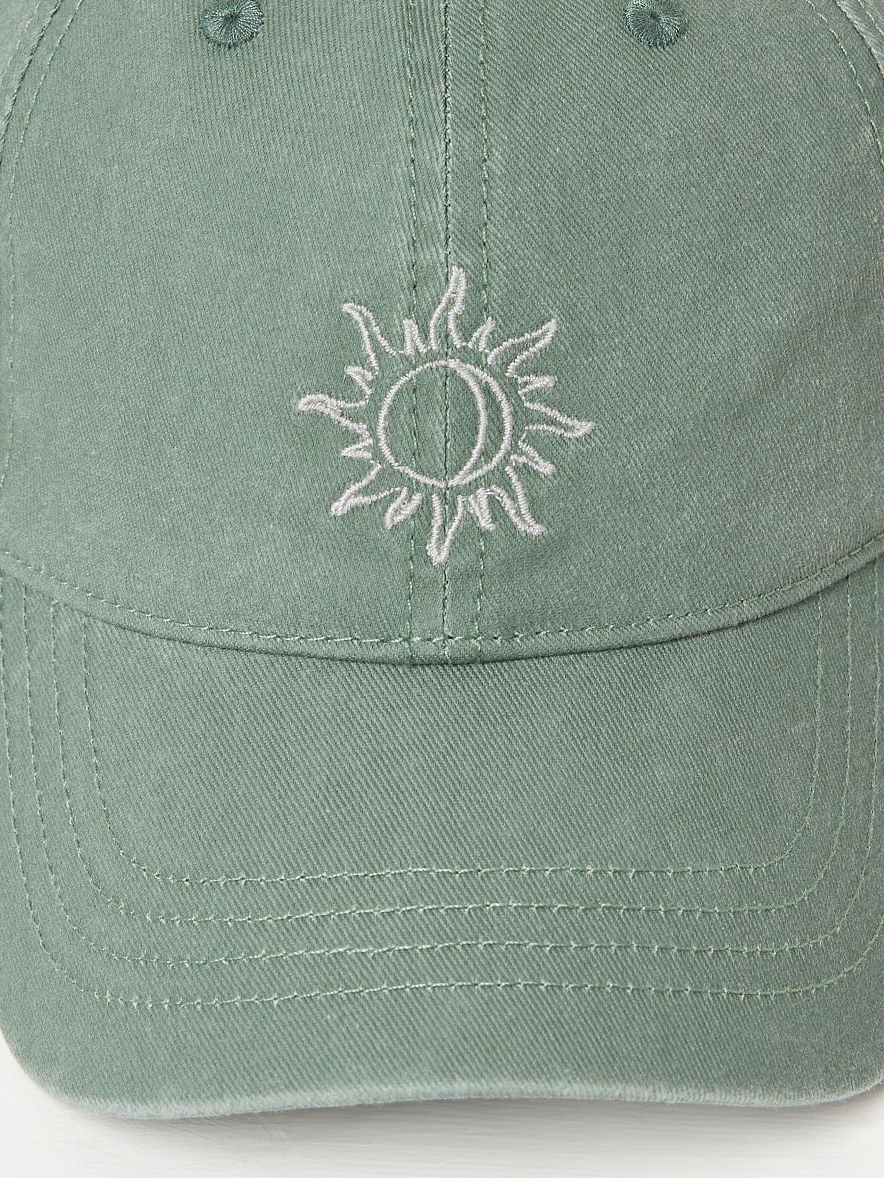 Green Embroidered Sun Cap