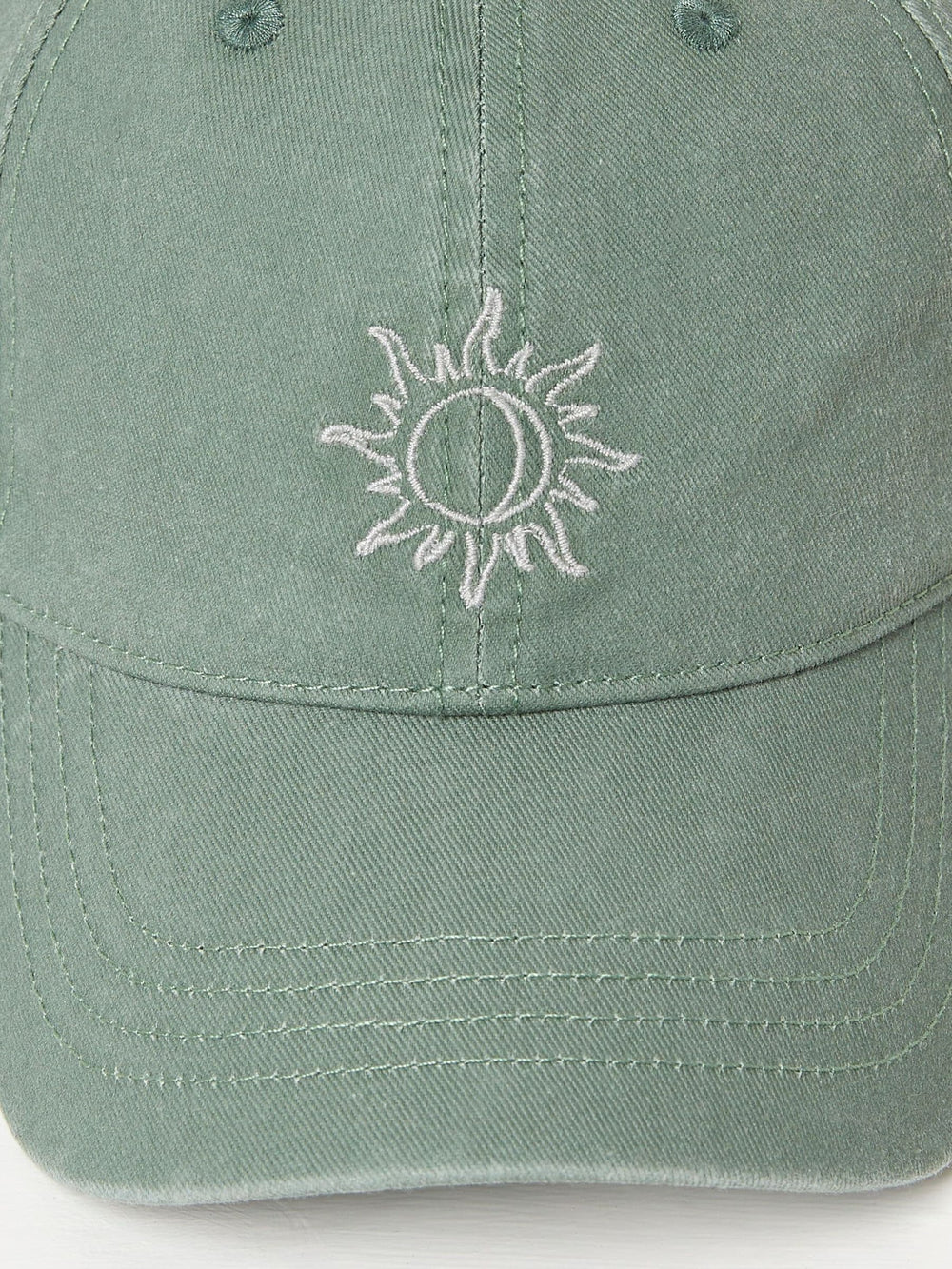 Green Embroidered Sun Cap