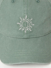 Green Embroidered Sun Cap