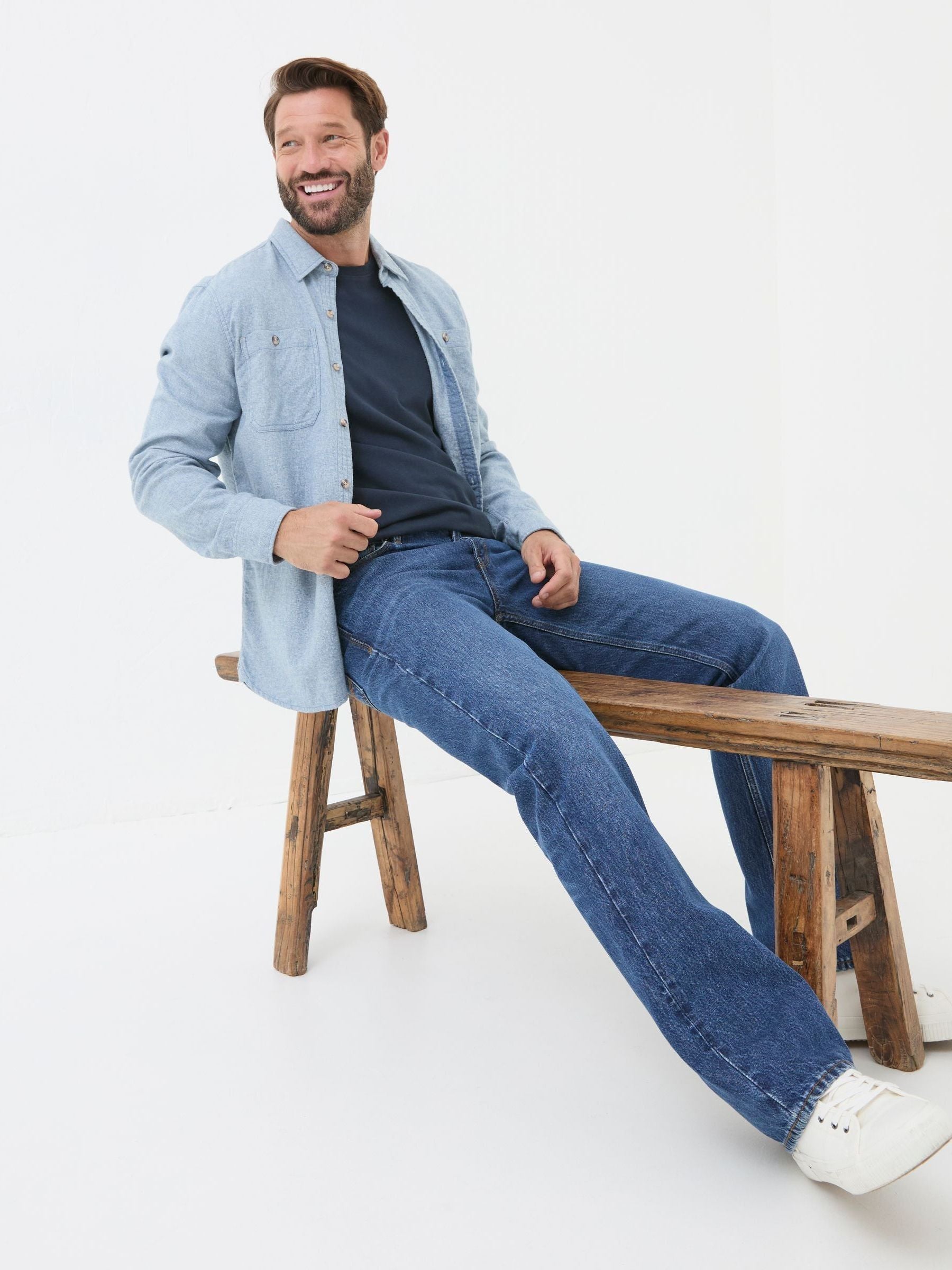 Stone Wash Blue Bootcut Jeans
