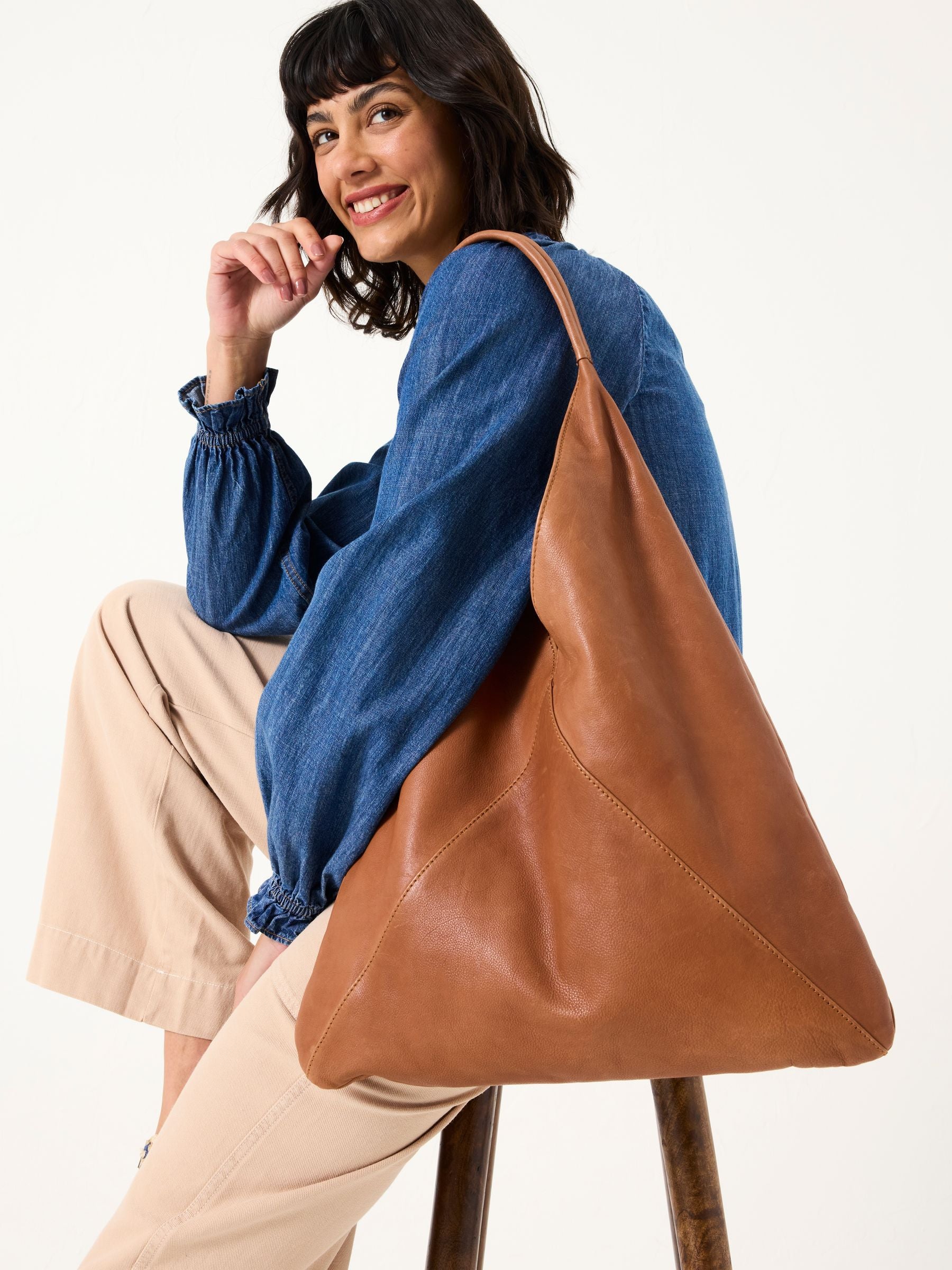 Tan Brown Shoulder Tote Bag