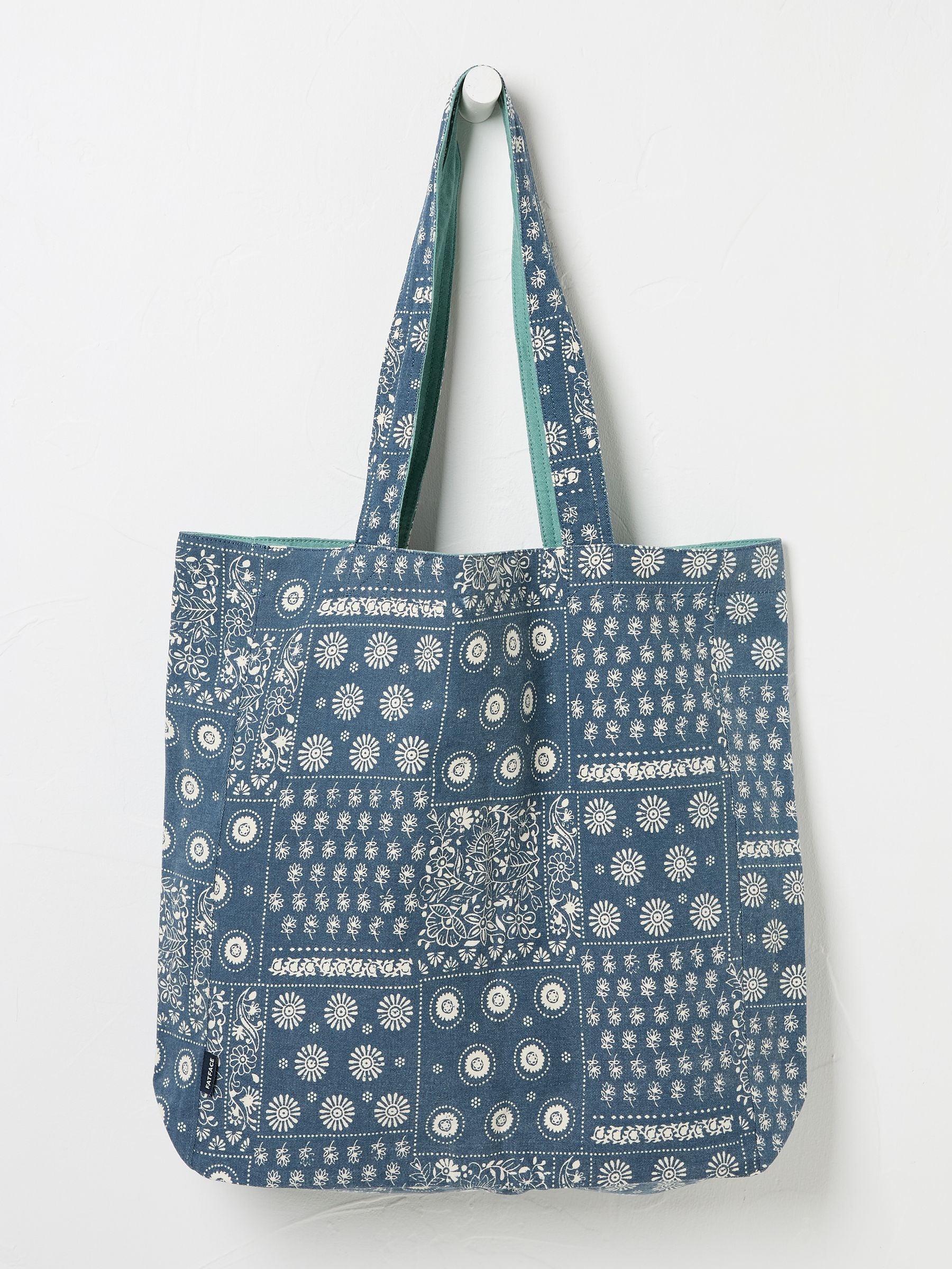 Navy Blue 100% Cotton Reversible Tote Bag