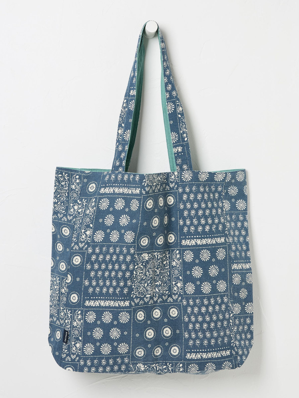 Navy Blue 100% Cotton Reversible Tote Bag
