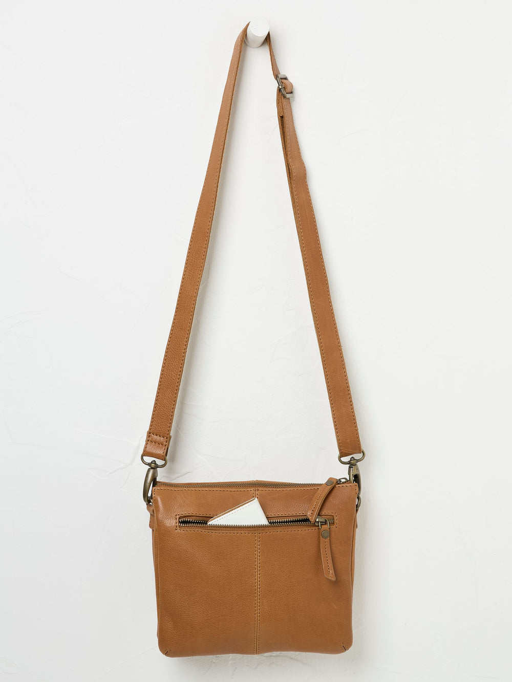 Libby Tan Brown Buckle Crossbody Bag