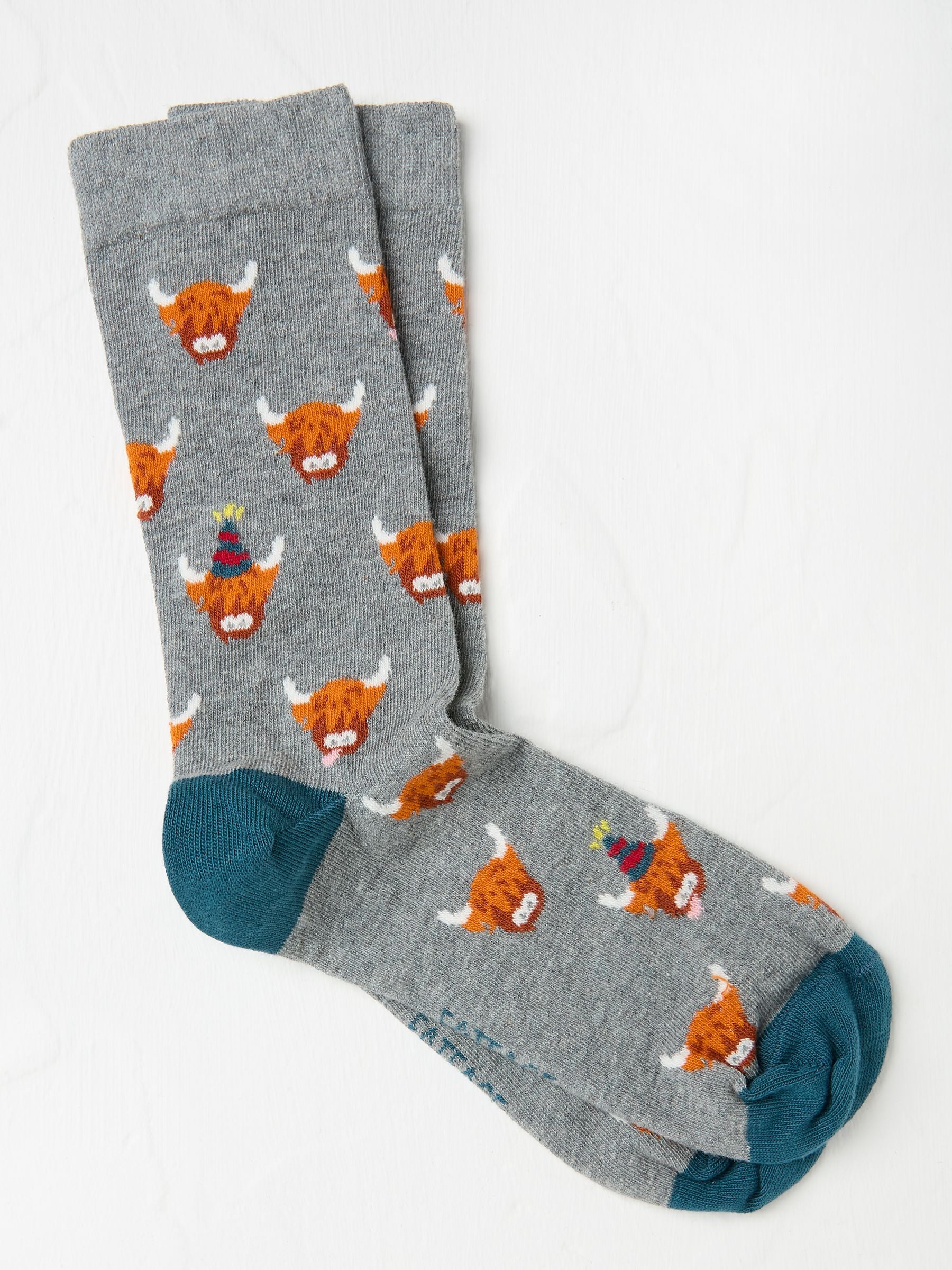 Grey Highland Cow Men's Socks
